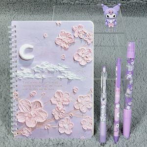 Kuromi Mechanical Pencil Pens Magnet and Purple Flower Notebook Bundle 5pc Lot